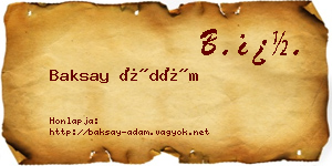 Baksay Ádám névjegykártya
