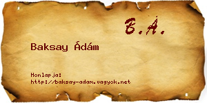 Baksay Ádám névjegykártya
