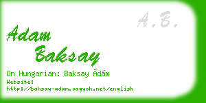 adam baksay business card